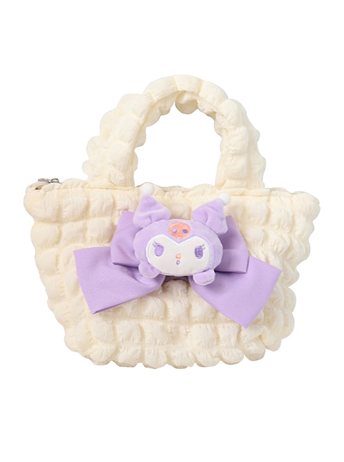 Classic Lolita Fluffy Cute Doll Design Big Bow Knot Decoration Milky Sweet Pompon Handbag  |  Lolita Bags