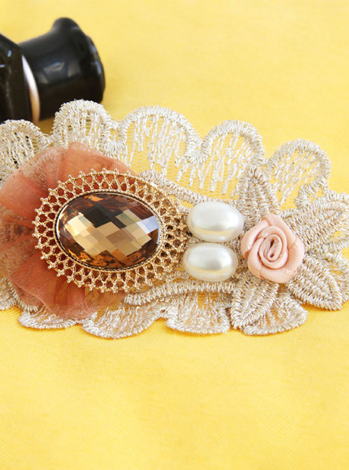 Classic Pearl Lace Flower Handmade Lolita Hairpin  |  Lolita Hairpins