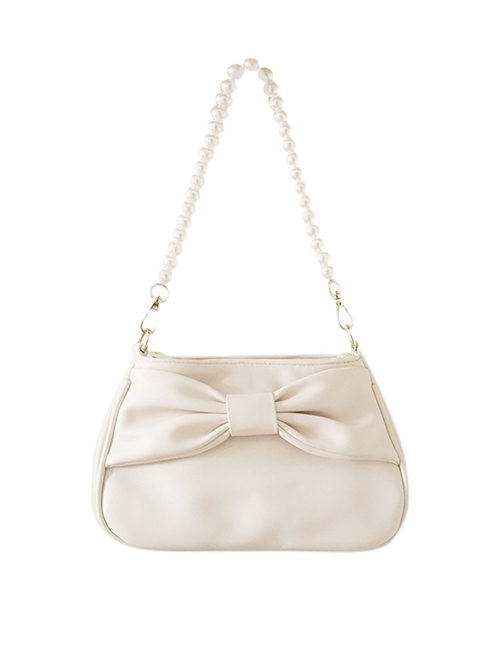 Classic Solid Color Large Bow  Knot Design Elegant Pearl Chain Classic Lolita Bag  |  Lolita Bags