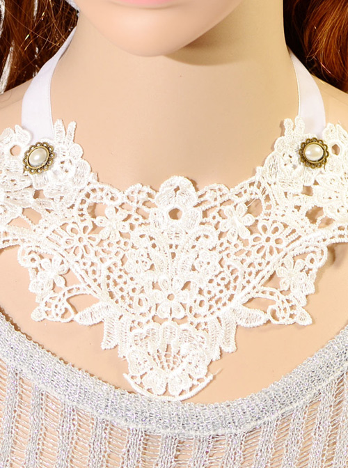 Classic White Lace Decoration Lolita Fake Collar  |  Lolita Necklaces