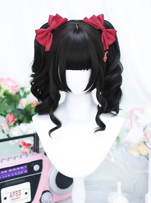 Coconut Milk Series Double Ponytail Girly Air Bangs Short Hair Modification Face Sweet Lolita Wig  |  Wigs