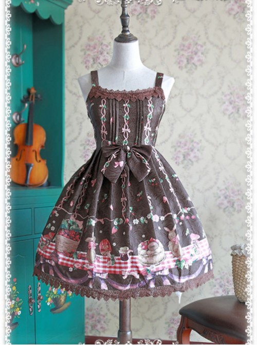 Coffee Color Decorative Pattern Waist Vest Skirt  |  Classic Lolita Dresses