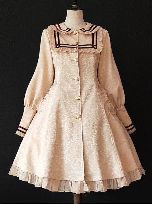 College Style Doll Collar Apricot Color Lolita Wind Coat  |  Coat & Jacket