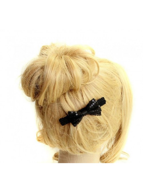 Concise Black Bow Girls Lolita Hairpin  |  Lolita Hairpins