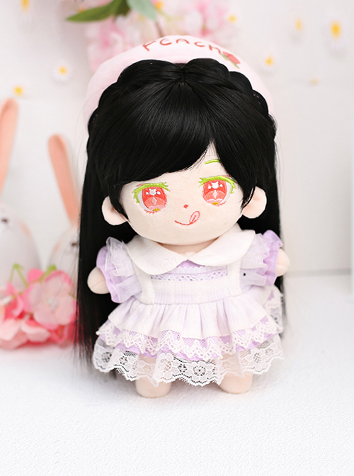 Cotton Doll 20cm Cute Doll Lolita Accessories Cute Black Straight Doll Wigs  |  Wigs