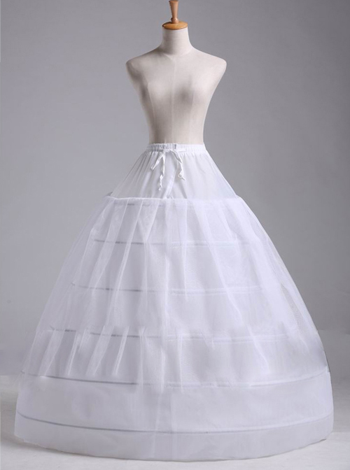 Cotton Steel Ring Lolita White Long Petticoat Custom Made  |  Skirts