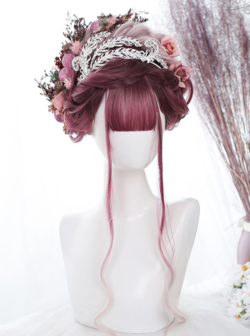 Cranberry Color Gradient Gentle Curly Classic Lolita Long Curly Wigs  |  Wigs