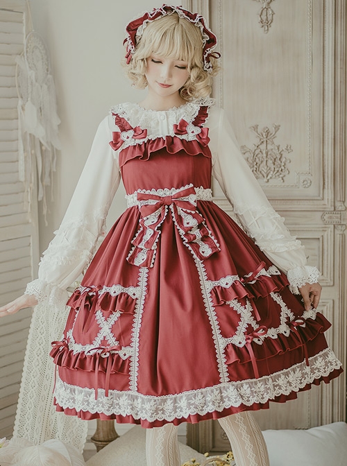 Crisp Crispy Cream Series JSK Pure Color Little High Waist Sweet Lolita Sling Dress  |  Plus Size Lolita Dresses