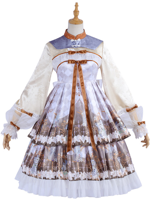 Cross Lily Series Chinese Style Classic Lolita Long Sleeve Dress  |  Classic Lolita Dresses