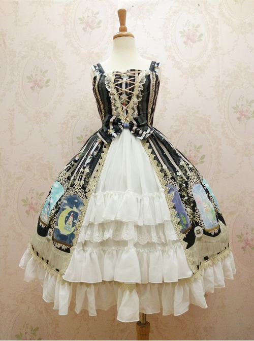 Crystal Rabbit Series Chiffon Printing Sweet Lolita Sling Dress  |  Plus Size Lolita Dresses