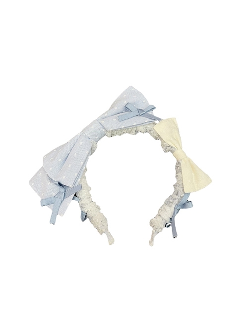 Crystal Shoes’ Promise Series KC Temperament Blue White Double Bows Sweet Lolita Headband  |  Lolita Headbands