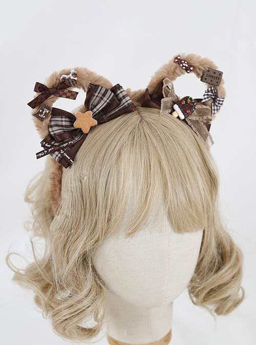 Cute Bowknot Plush Bear Ears Sweet Lolita Headwear  |  Lolita Headbands