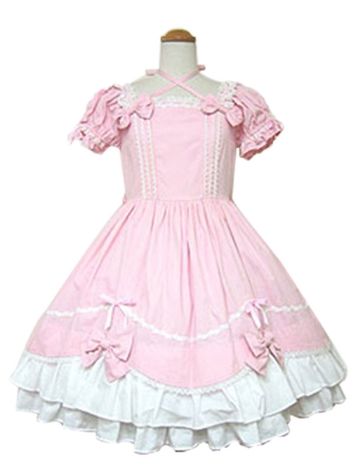 Cute Bowknot Short Sleeve Sweet Lolita Dress  |  Sweet Lolita Dresses