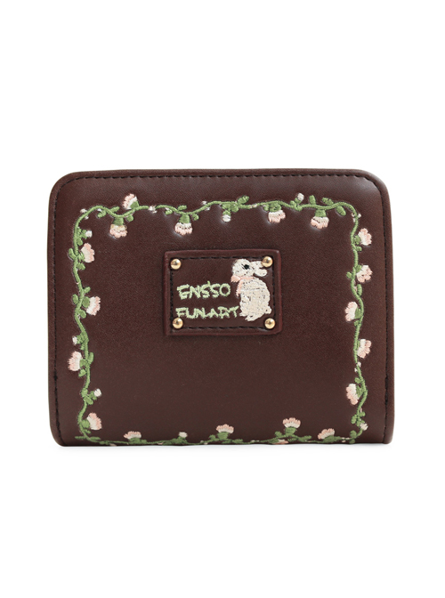 Cute Brown Flower Vine Embroidery Lolita Wallet  |  Lolita Bags