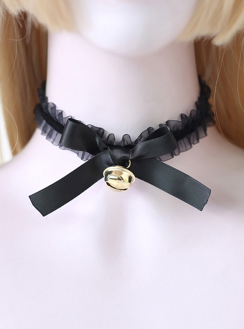 Cute Cat Bell Maid COS Black Bowknot Classic Lolita Necklace  |  Lolita Necklaces