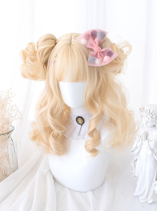 Cute Golden Short Curly Hair Sweet Lolita Wigs  |  Wigs