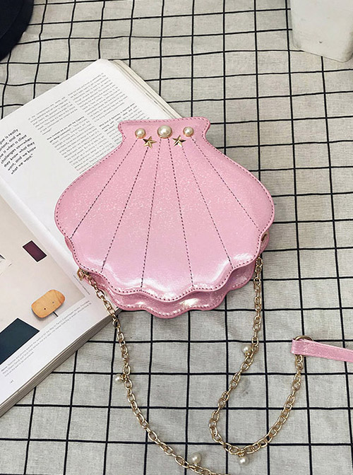 Cute Laser Seashell-shape Lolita Pearl Chain Shoulder Bag  |  Lolita Bags