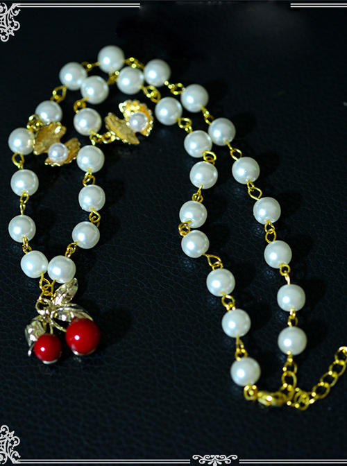 Cute Red Cherry Pearl Shell Lolita Necklace  |  Lolita Necklaces