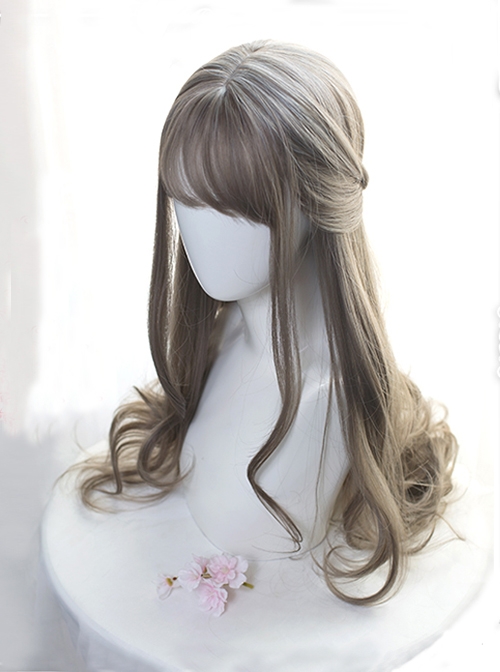 Daily Nature Aoki Linen Gray Qi Bangs Long Curly Hair Lolita Wigs  |  Wigs