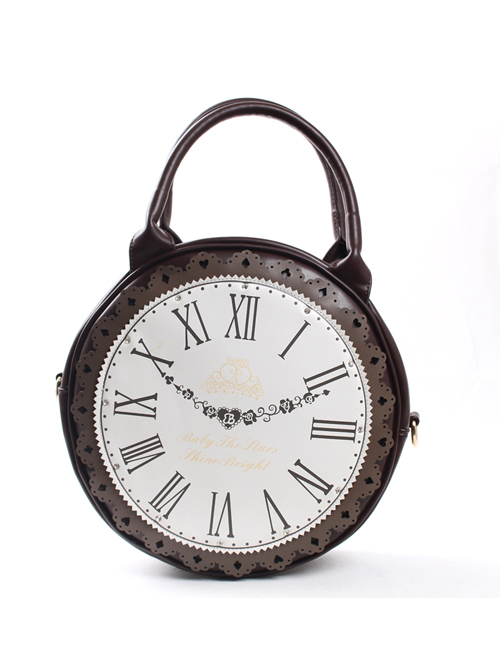 Dark Brown Retro Clock Prototype Lace Lolita Handbag  |  Lolita Bags