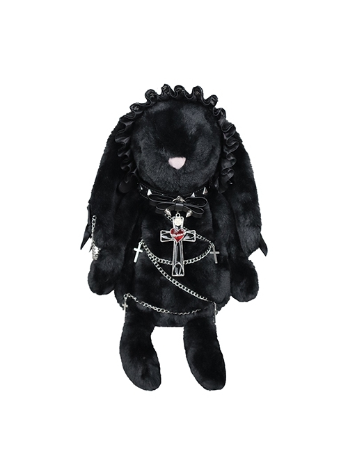 Dark Bunny Series Stuffed Toys Sweet Cool Subculture Spice Girls Bowknot Chain Cross Pendant Punk Gothic Lolita Doll Bag  |  Lolita Bags