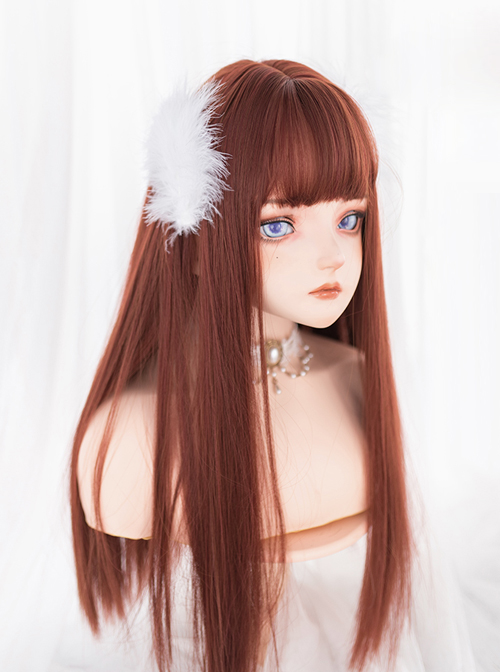 Dark Orange Long Straight Wig Classic Lolita Wigs  |  Wigs