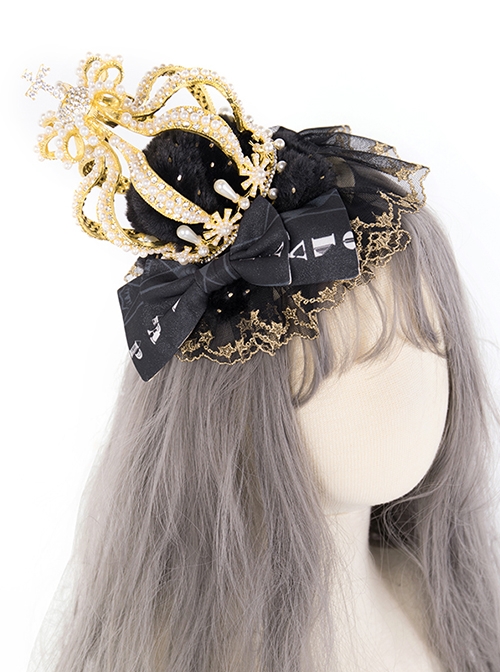 Do Not Fall Kingdom Series Metal Jewelry Ornate Little Crown Lace Bow Knot Decoration Classic Lolita Headdress  |  Lolita Headbands