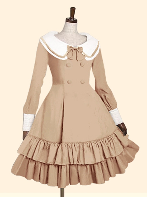 Double Breasted Lapel Long Sleeve Classic Lolita Dress  |  Classic Lolita Dresses