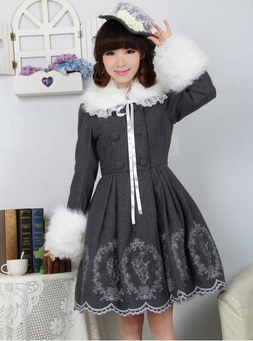 Dream of Lolita Grey Alice Rabbit Embroidery Jacket  |  Coat & Jacket