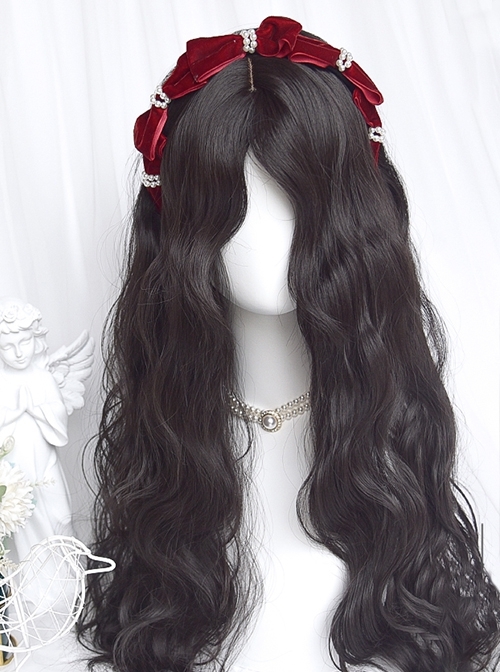 Earl Gray Tea Series Retro French Middle Score Natural Black Water Ripple Classic Lolita Wig  |  Wigs