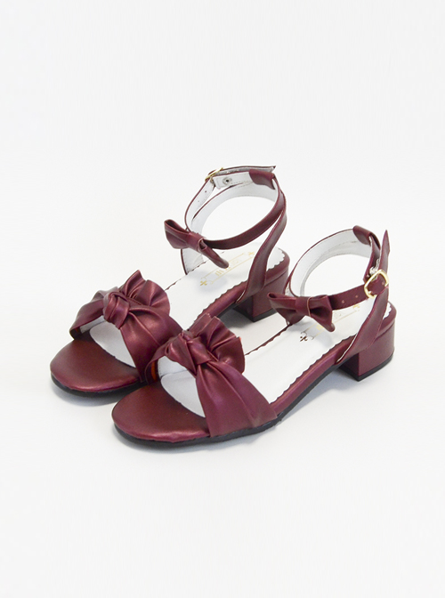 Elegant Lovely Bowknot Classic Lolita Low-heel Sandals  |  Lolita Sandals