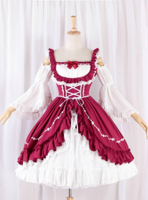 Elegant Red And White Classic Lolita Dress  |  Classic Lolita Dresses