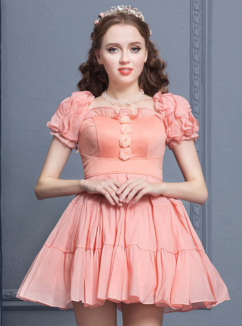 Elegant Retro Ruffles Classic Lolita Short Sleeves Dress  |  Classic Lolita Dresses