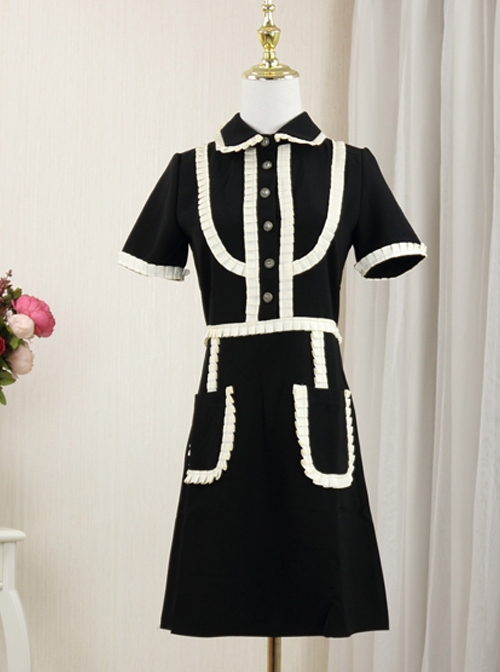 Elegant Slim Black Short Sleeve Dress  |  Plus Size Lolita Dresses