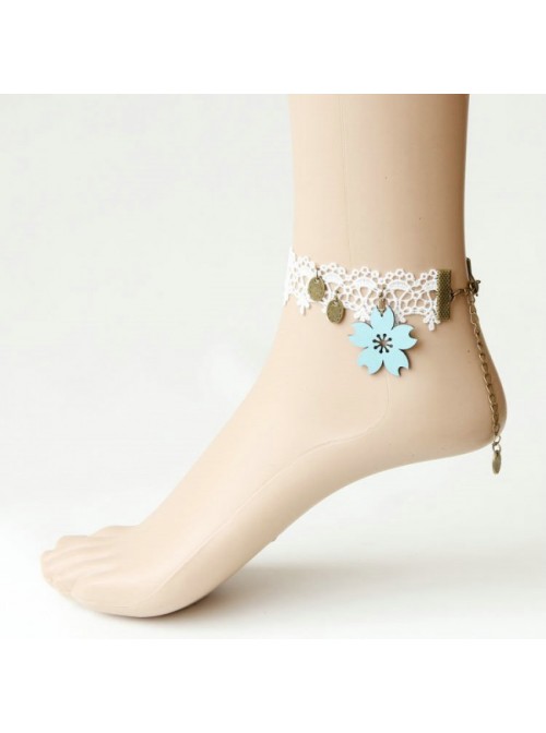 Elegant White Lace Girls Lolita Ankle Belt  |  Lolita Ankle Belts