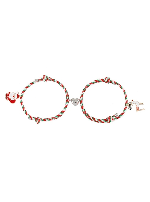 Elk Santa Claus Love Magnetic Attraction Christmas Gift Couple Bracelet  |  Lolita Wrist Straps