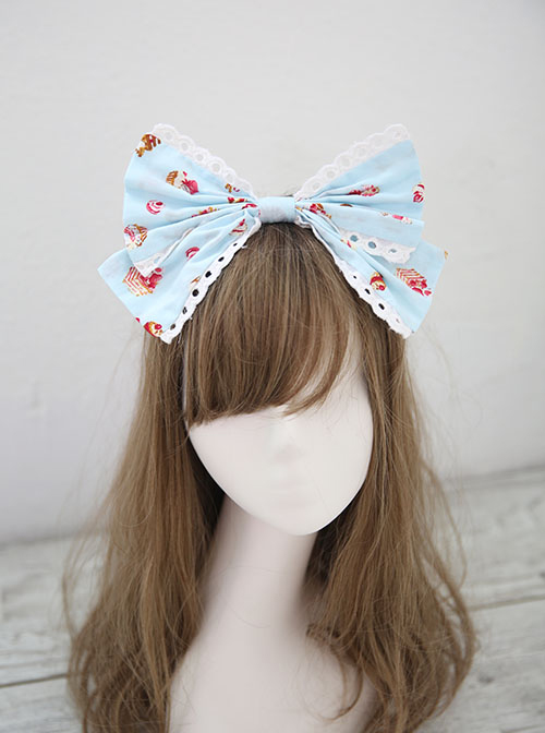 Fashion Strawberry Cupcake Printing Light Blue Sweet Lolita Headband  |  Lolita Headbands