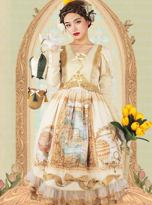 Flee Tulips Series OP Elegant Classic Lolita Long Sleeve Dress  |  Classic Lolita Dresses