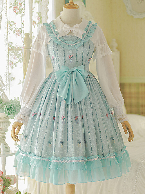 Flower Wall Series Chiffon Ruffle Sweet Lolita Sling Dress  |  Plus Size Lolita Dresses