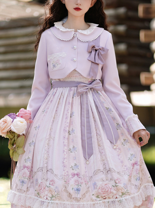 Flowers Wall Series Doll Collar Purple Elegant Classic Lolita Woolen Small Coat  |  Coat & Jacket