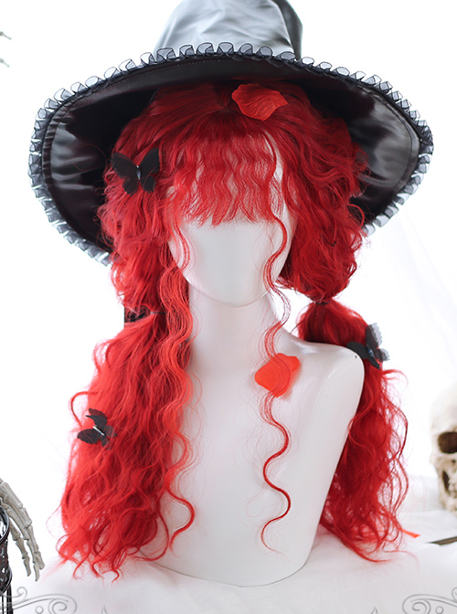 Fluffy Sheep Curly Long Wig Gothic Lolita Red Wigs  |  Wigs