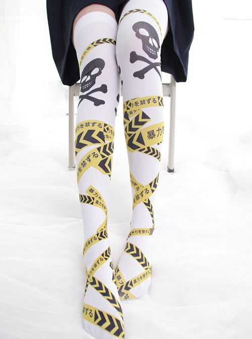 Forbidden Band Printing Gothic Lolita Stockings  |  Lolita Socks