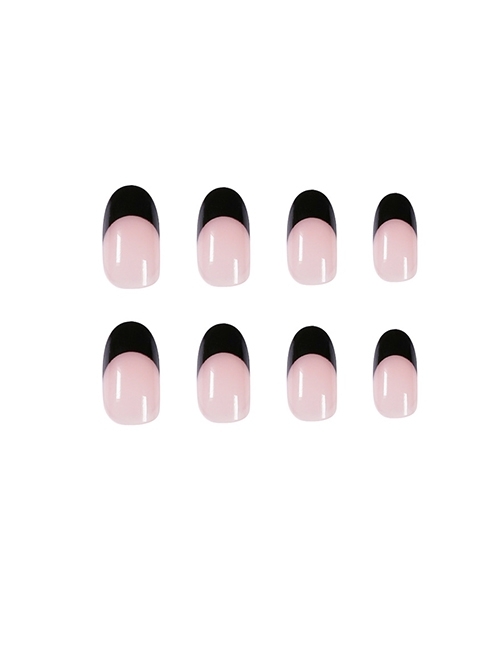 French Series Black Edge Nude Simple Detachable Finished Disposable Manicure Nail Pieces  |  Nails