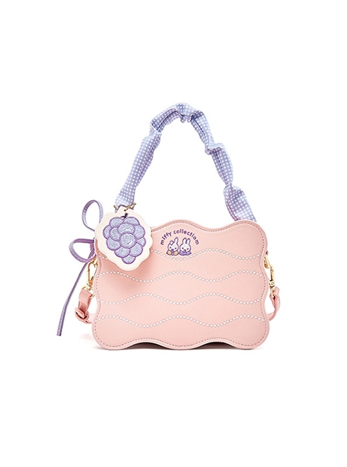 Fresh Girly Fashion Water Ripple Design Embroidery Decorative Shoulder Bag Pleats Portable Sweet Lolita Bag  |  Lolita Bags