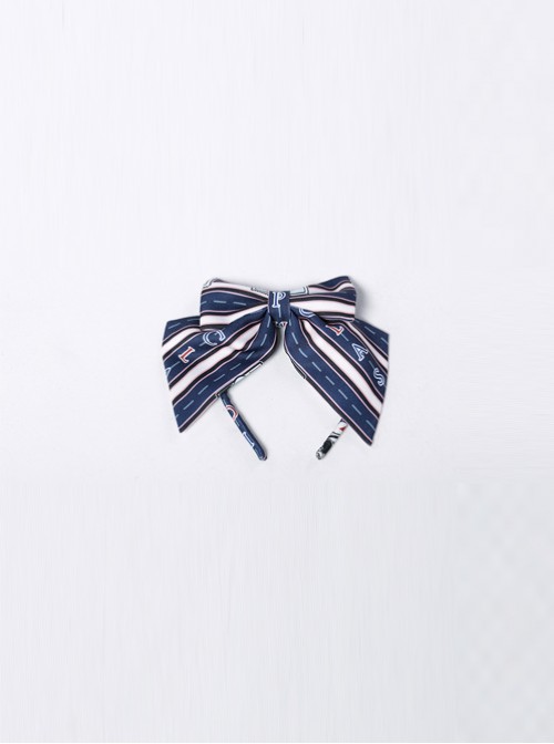 Go To A Journey Series Navy Blue Bowknot Classic Lolita Head Band  |  Lolita Headbands