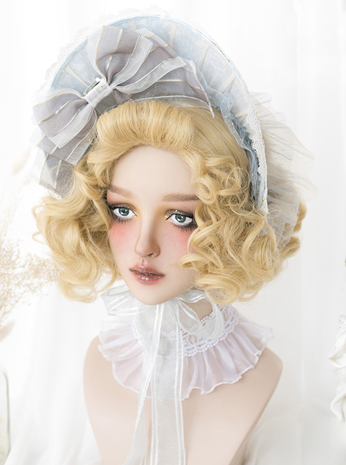 Golden Elegant Short Curly Hair Classic Lolita Wigs  |  Wigs