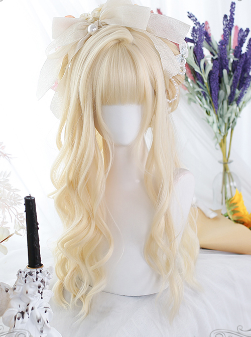 Golden Hair Tail Layering Long Curly Wigs Sweet Lolita Wigs  |  Wigs