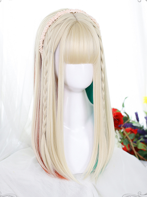 Golden Long Straight Wig Inner Layer Four Colors Sweet Lolita Wigs  |  Wigs