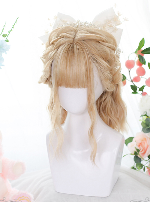 Golden Short Natural Slightly Water Ripple Curly Wig Classic Lolita Wigs  |  Wigs