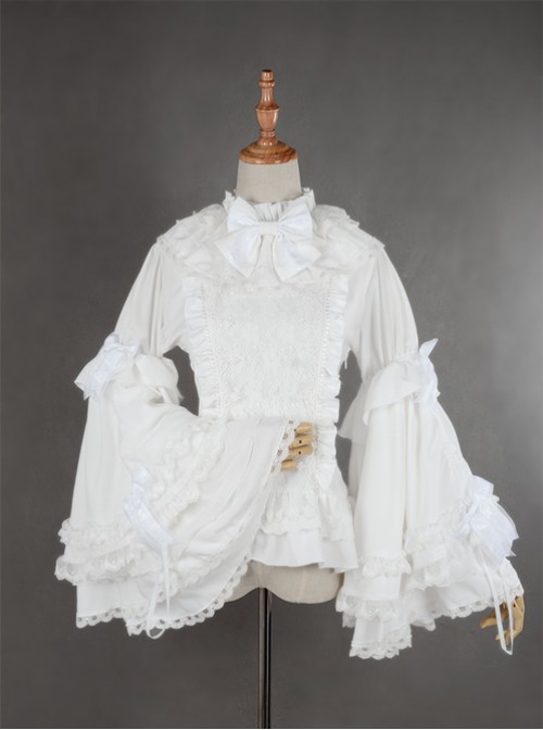 Gorgeous Flare Sleeve White Bowknot Lolita Blouse  |  Blouses